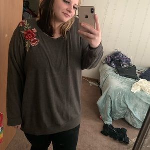 grey floral sweatshirt